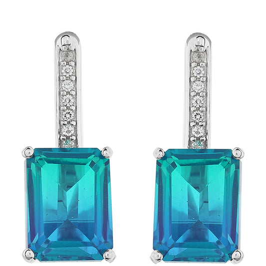 Pendientes de Plata con Cuarzo Pavo Real y Topacio Blanco