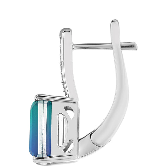 Pendientes de Plata con Cuarzo Pavo Real y Topacio Blanco