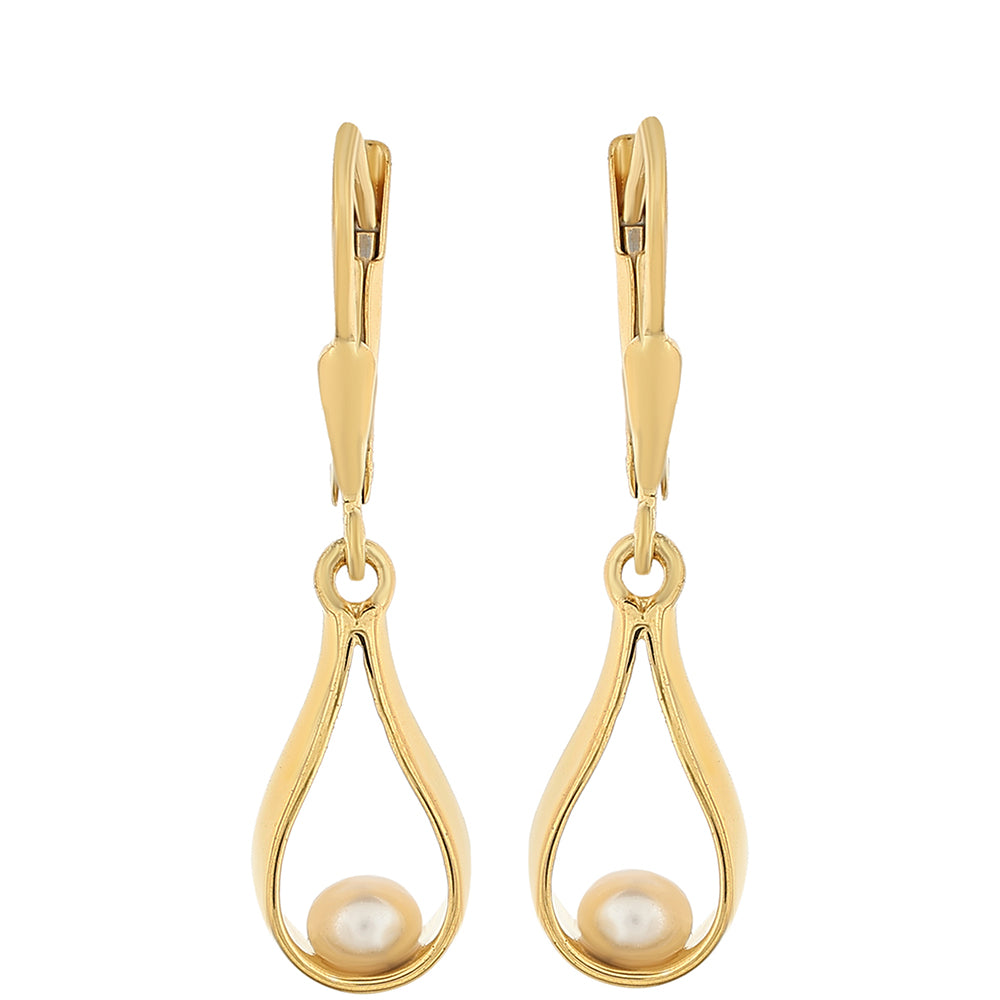 Pendientes de Plata Bañada en Oro con Perla Barroca Cultivada de Agua Dulce 1 