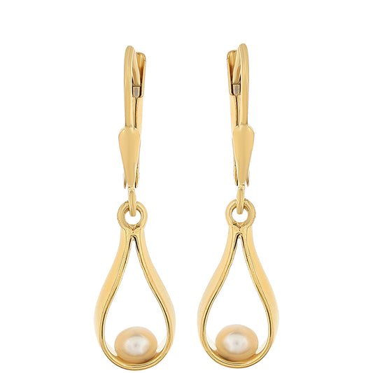 Pendientes de Plata Bañada en Oro con Perla Barroca Cultivada de Agua Dulce