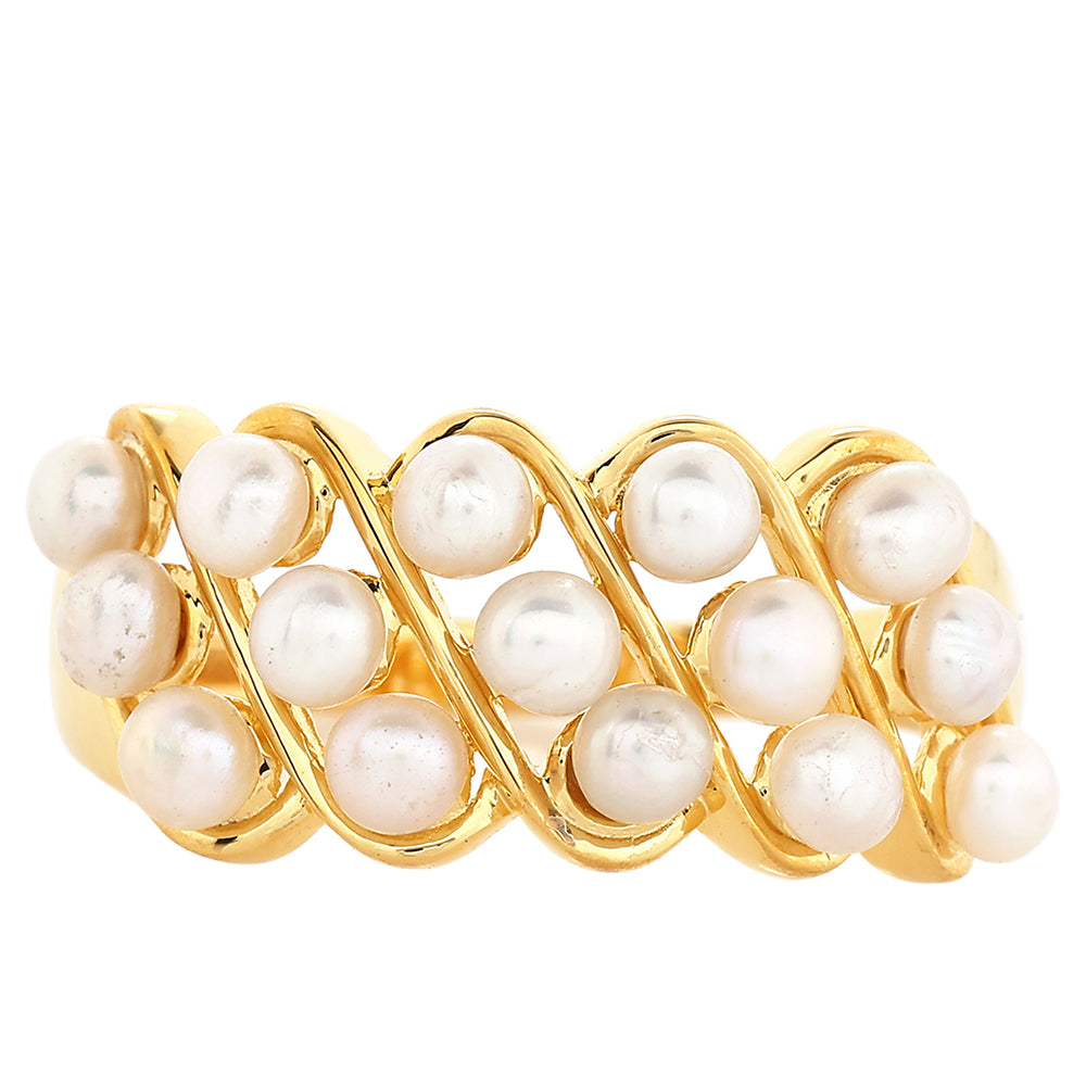 Anillo de Plata Bañada en Oro con Perla Barroca Cultivada de Agua Dulce 1 