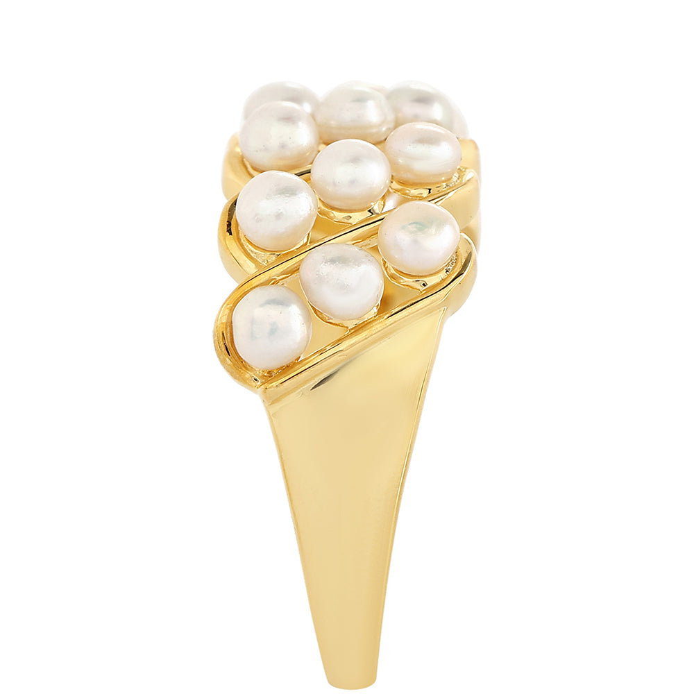 Anillo de Plata Bañada en Oro con Perla Barroca Cultivada de Agua Dulce 4 