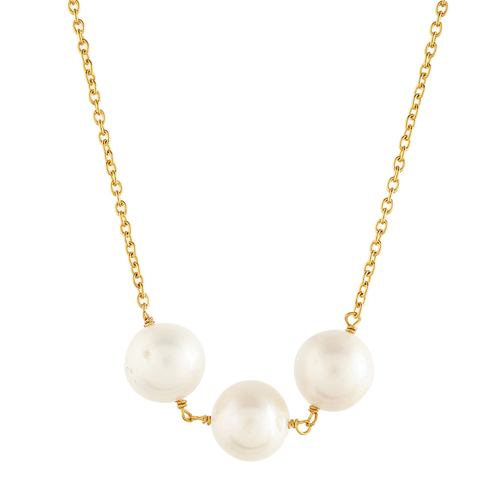 Collar de Plata Bañada en Oro con Perla Barroca Cultivada de Agua Dulce