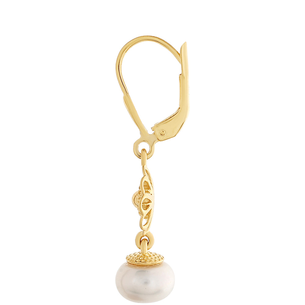 Pendientes de Plata Bañada en Oro con Perla Barroca Cultivada de Agua Dulce