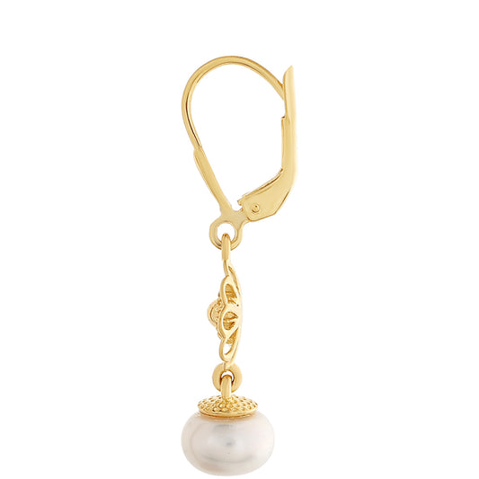 Pendientes de Plata Bañada en Oro con Perla Barroca Cultivada de Agua Dulce