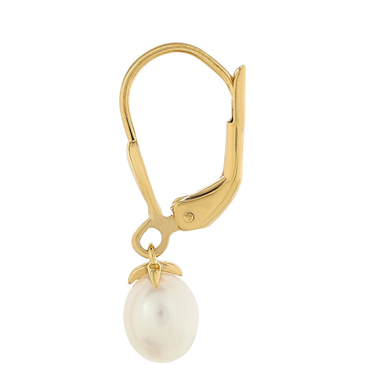 Pendientes de Plata Bañada en Oro con Perla Barroca Cultivada de Agua Dulce