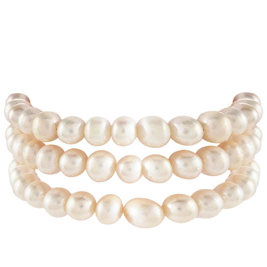 Pulsera de Plata Bañada en Oro con Perla Barroca Cultivada de Agua Dulce