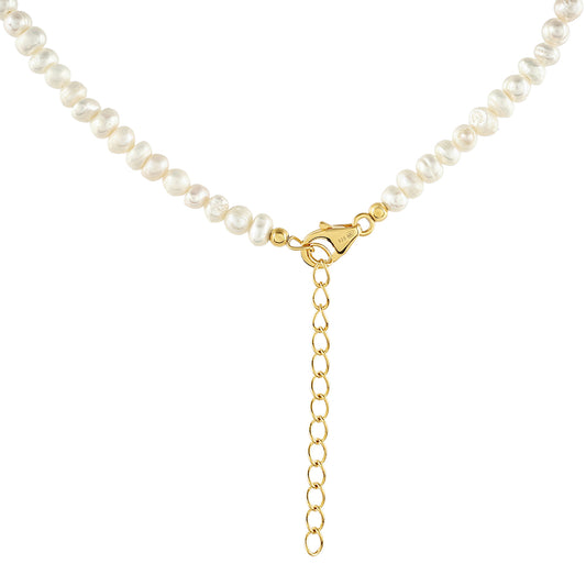 Collar de Plata Bañada en Oro con Perla Barroca Cultivada de Agua Dulce