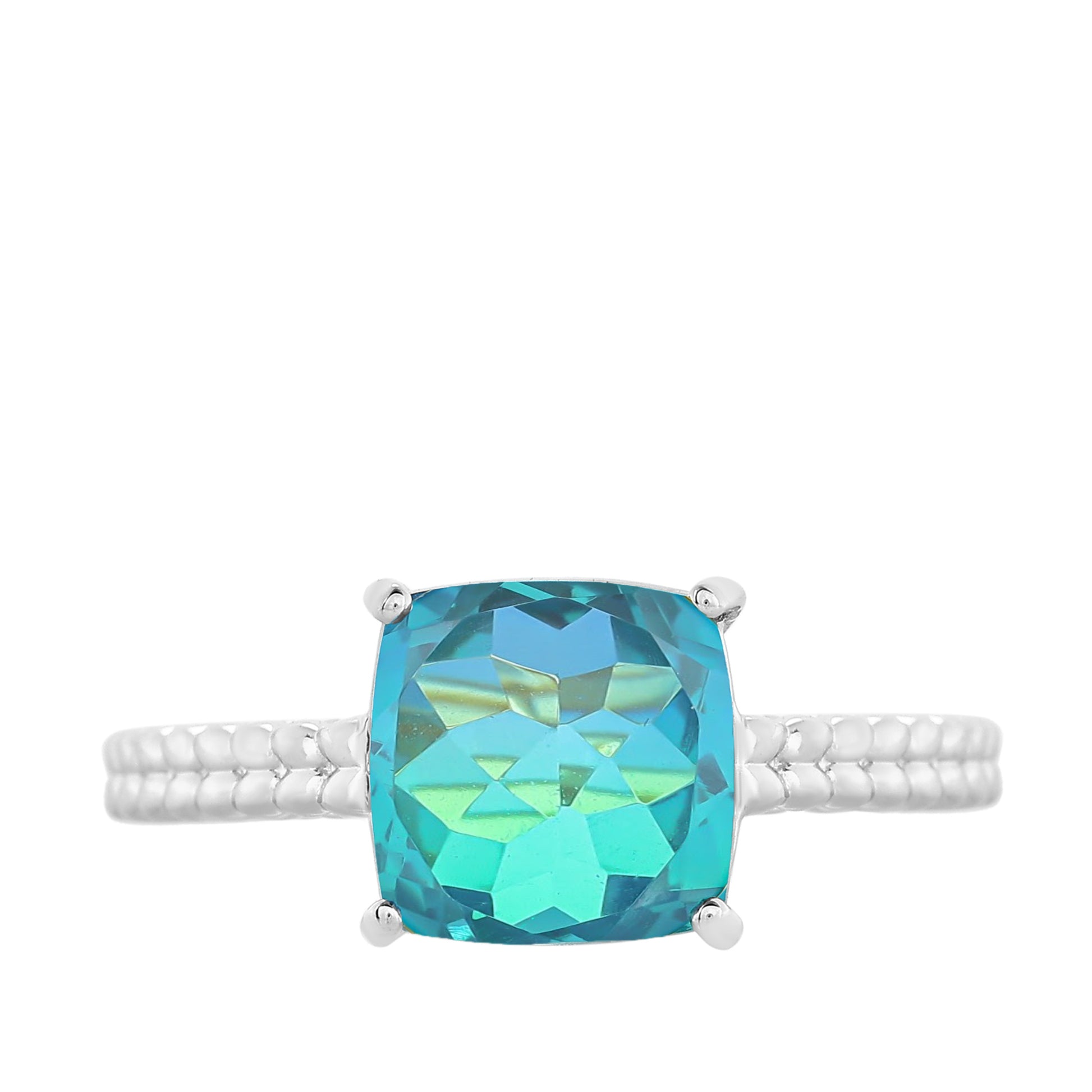 Anillo de Plata con Cuarzo Pavo Real 8 