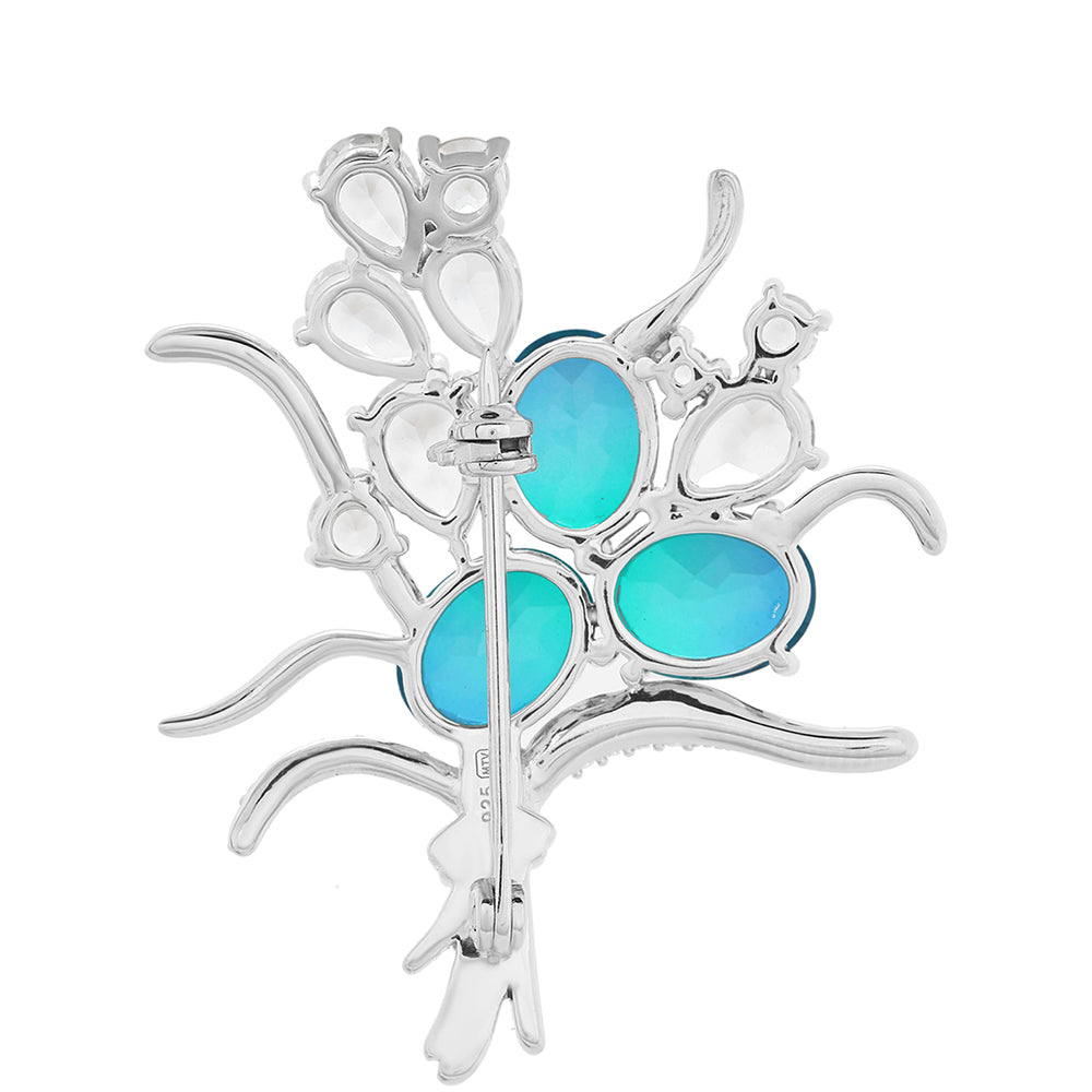 Broche de Plata con Cuarzo Pavo Real y Topacio Blanco 2 