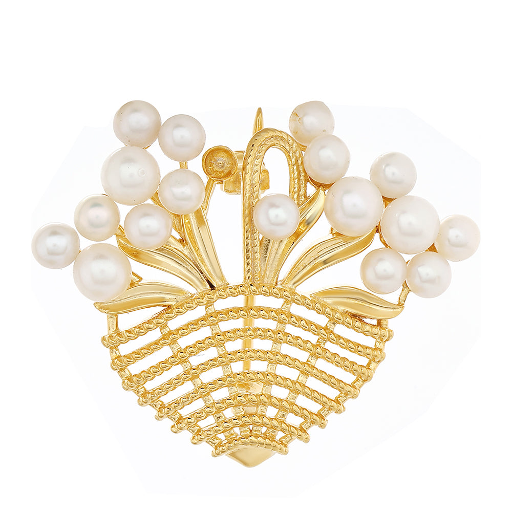 Broche de Plata Bañada en Oro con Perla Barroca Cultivada de Agua Dulce 1 