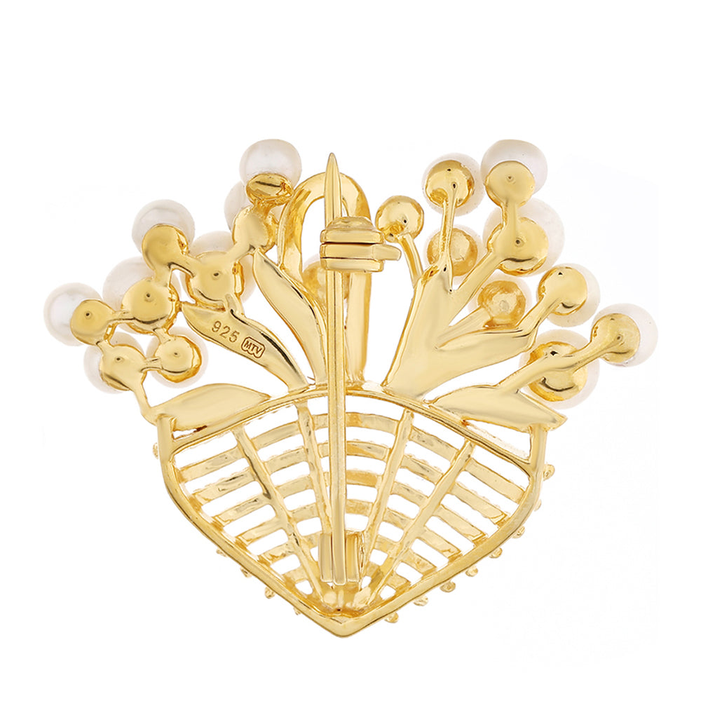 Broche de Plata Bañada en Oro con Perla Barroca Cultivada de Agua Dulce 2 