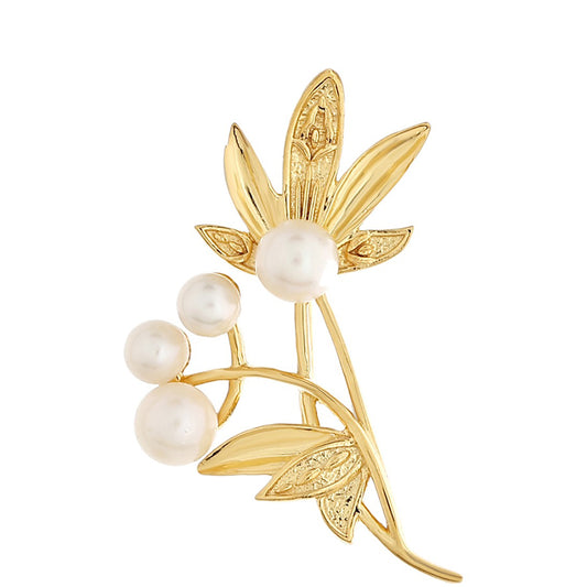 Broche de Plata Bañada en Oro con Perla Barroca Cultivada de Agua Dulce