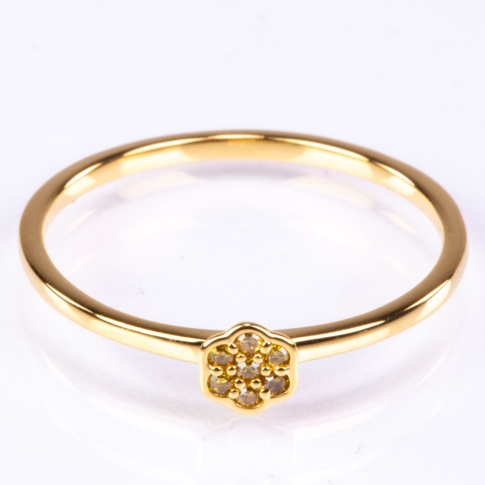 Anillo de Plata Bañada en Oro con Diamante Verde Veronés 3 