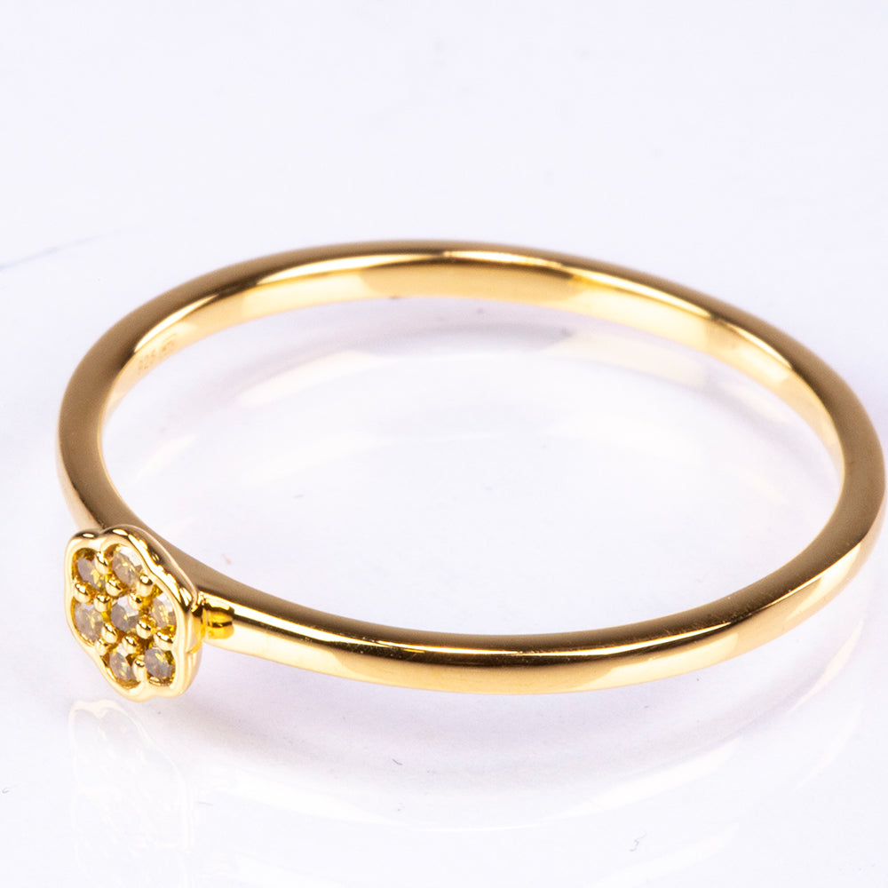 Anillo de Plata Bañada en Oro con Diamante Verde Veronés 2 