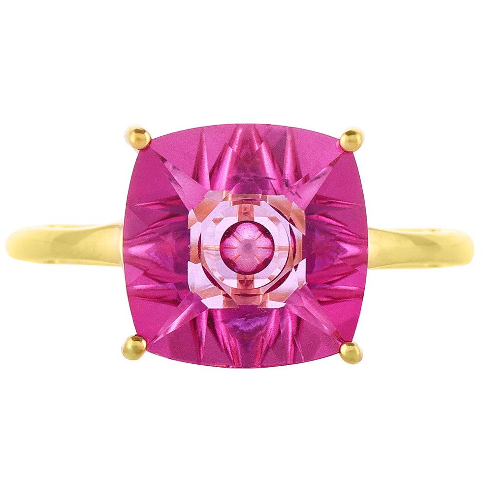 Anillo de Plata Bañada en Oro con Tanzanita y Topacio Rosa Místico 1 
