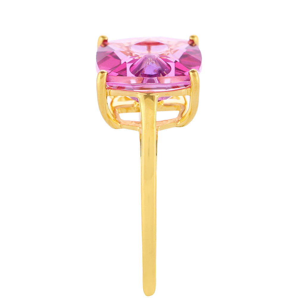 Anillo de Plata Bañada en Oro con Tanzanita y Topacio Rosa Místico