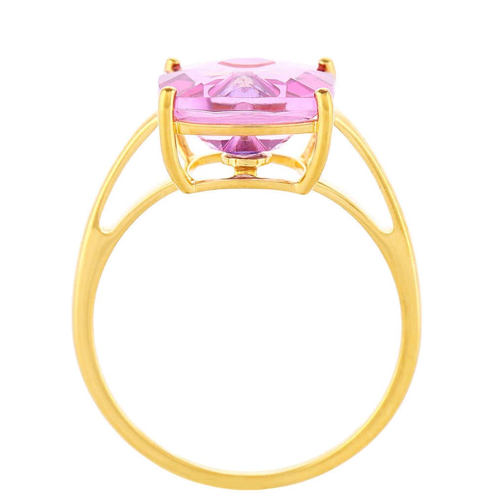 Anillo de Plata Bañada en Oro con Tanzanita y Topacio Rosa Místico