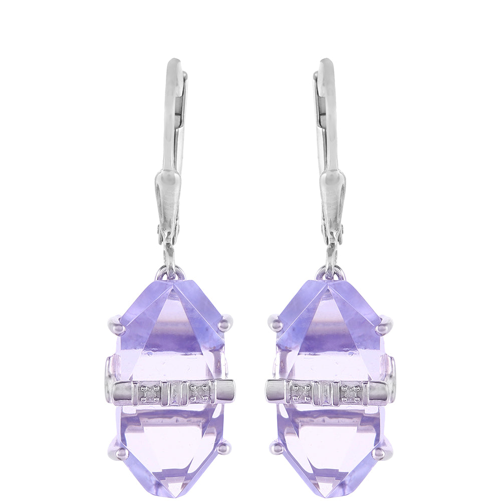 Pendientes de Plata con Tanzanita y Diamante blanco