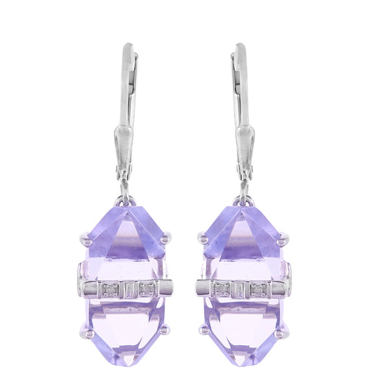 Pendientes de Plata con Tanzanita y Diamante blanco