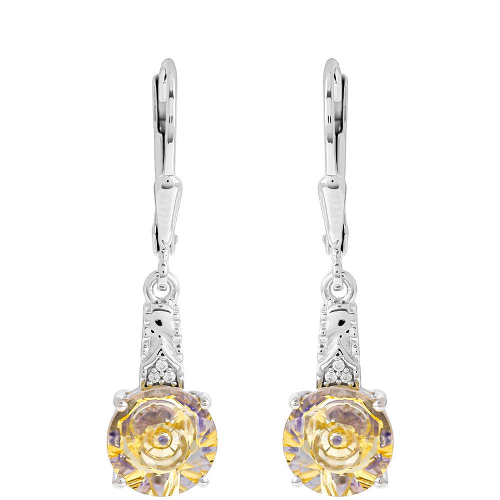 Pendientes de Plata con Tanzanita y Cuarzo Champagne