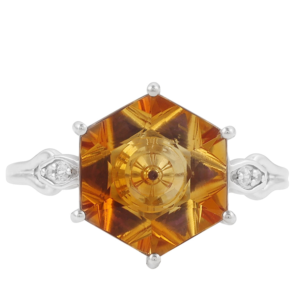 Anillo de Plata con Citrino y Amatista