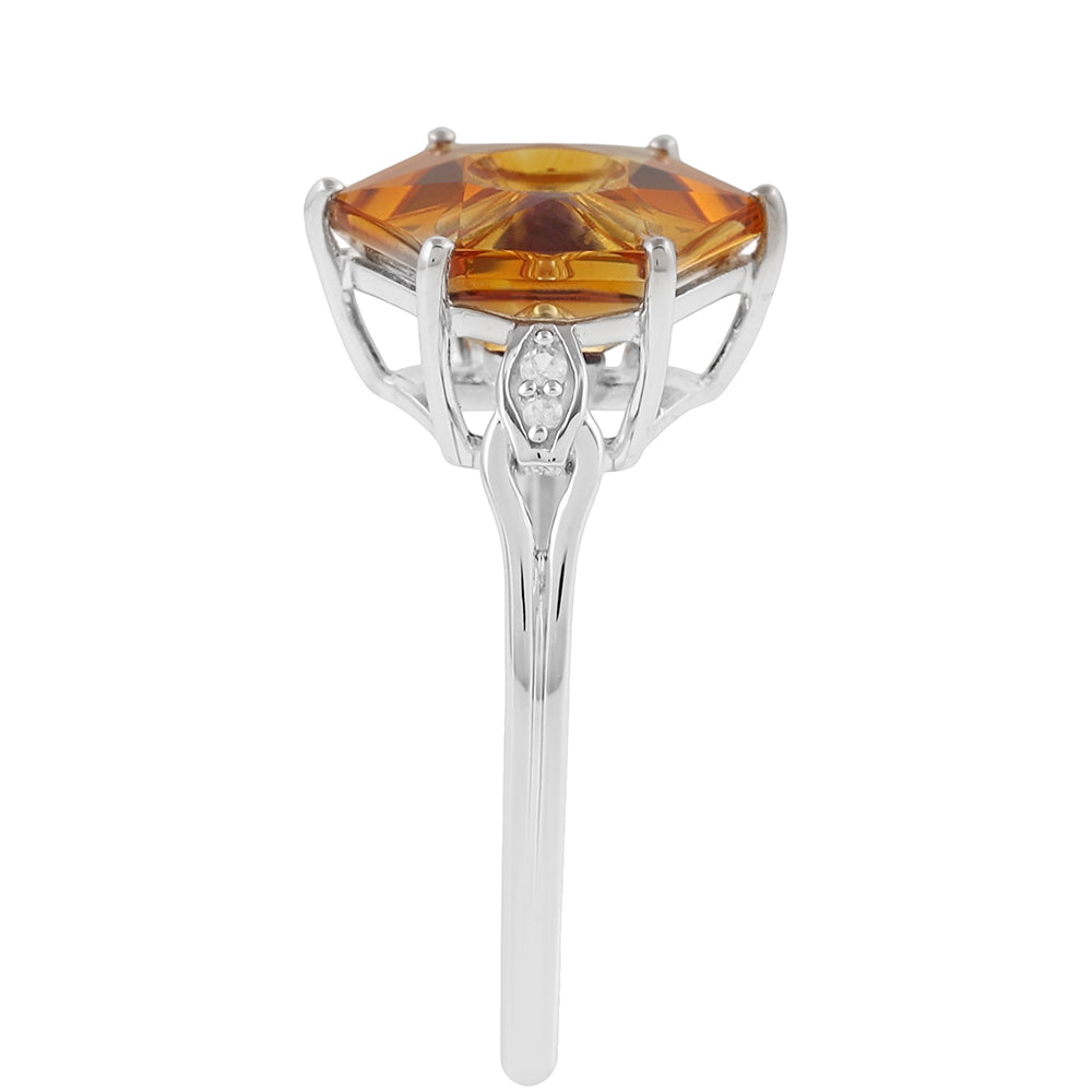 Anillo de Plata con Citrino y Amatista