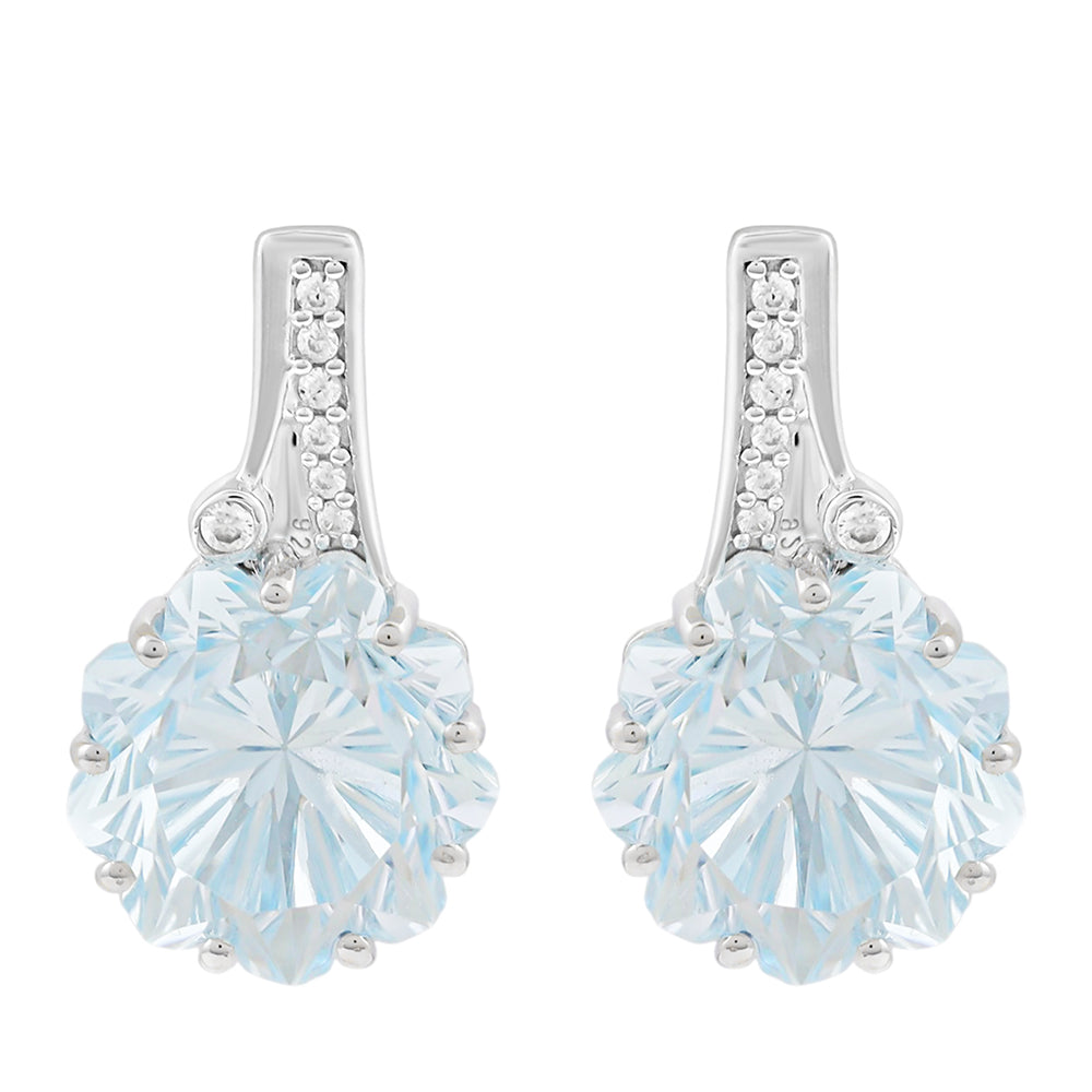 Pendientes de Plata con Topacio Azul Cielo y Zircón natural 1 