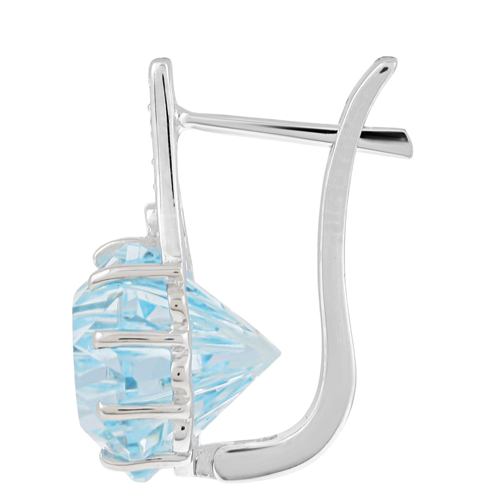 Pendientes de Plata con Topacio Azul Cielo y Zircón natural