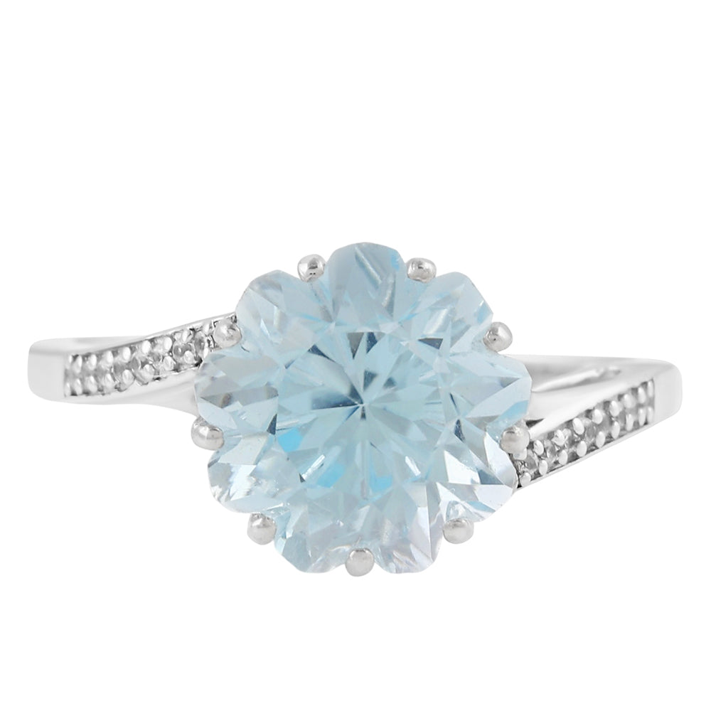 Anillo de Plata con Topacio Azul Cielo y Zircón natural