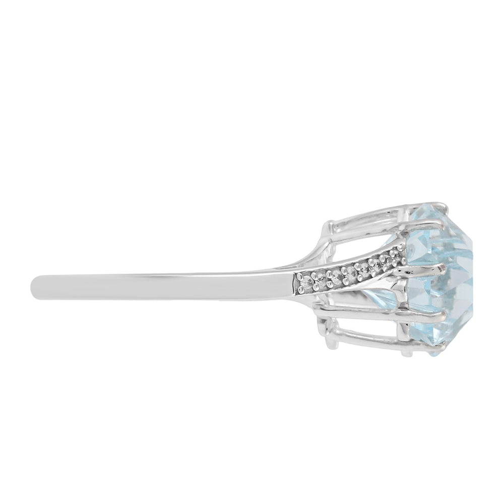 Anillo de Plata con Topacio Azul Cielo y Zircón natural 2 