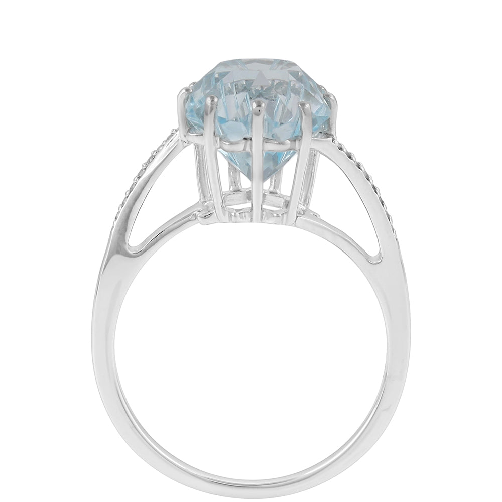 Anillo de Plata con Topacio Azul Cielo y Zircón natural 4 
