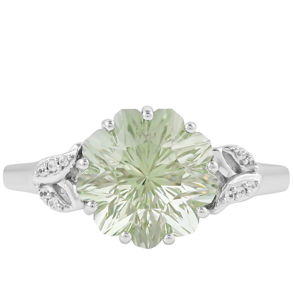 Anillo de Plata con Amatista Verde y Zircón natural