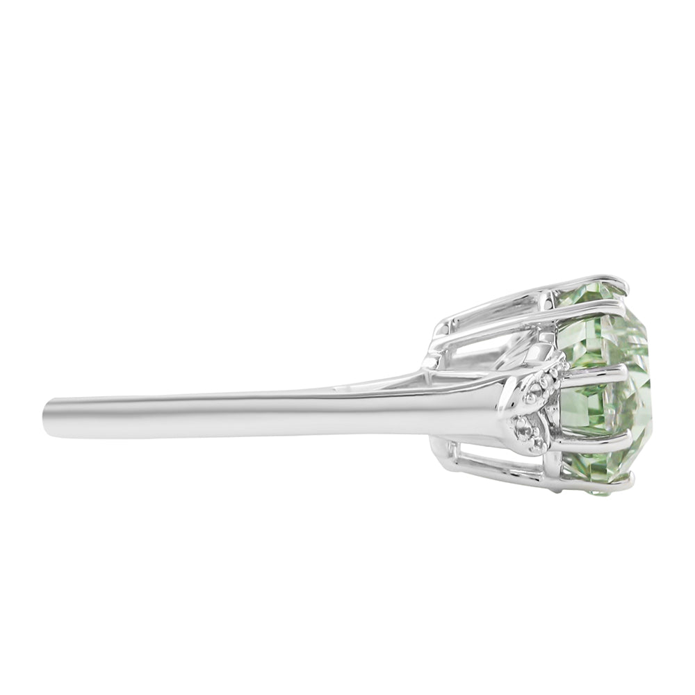 Anillo de Plata con Amatista Verde y Zircón natural 2 