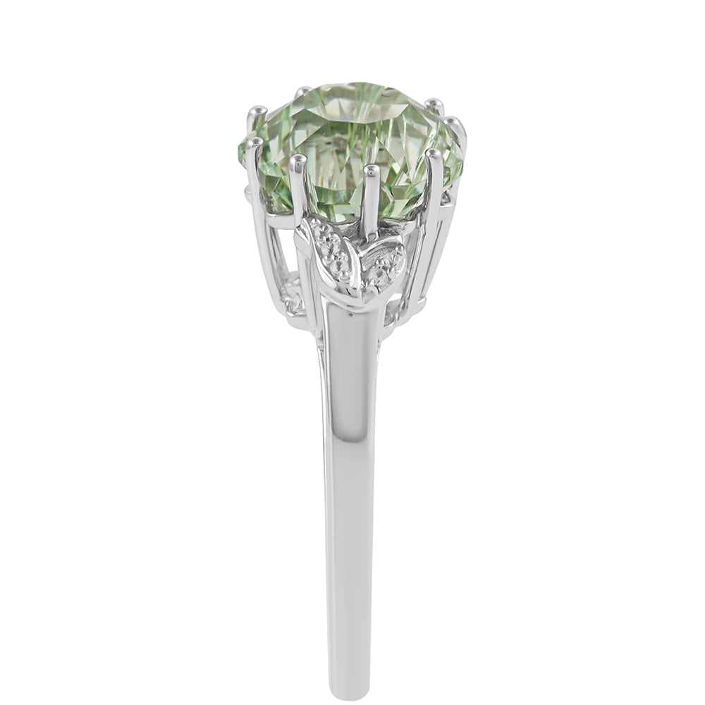 Anillo de Plata con Amatista Verde y Zircón natural