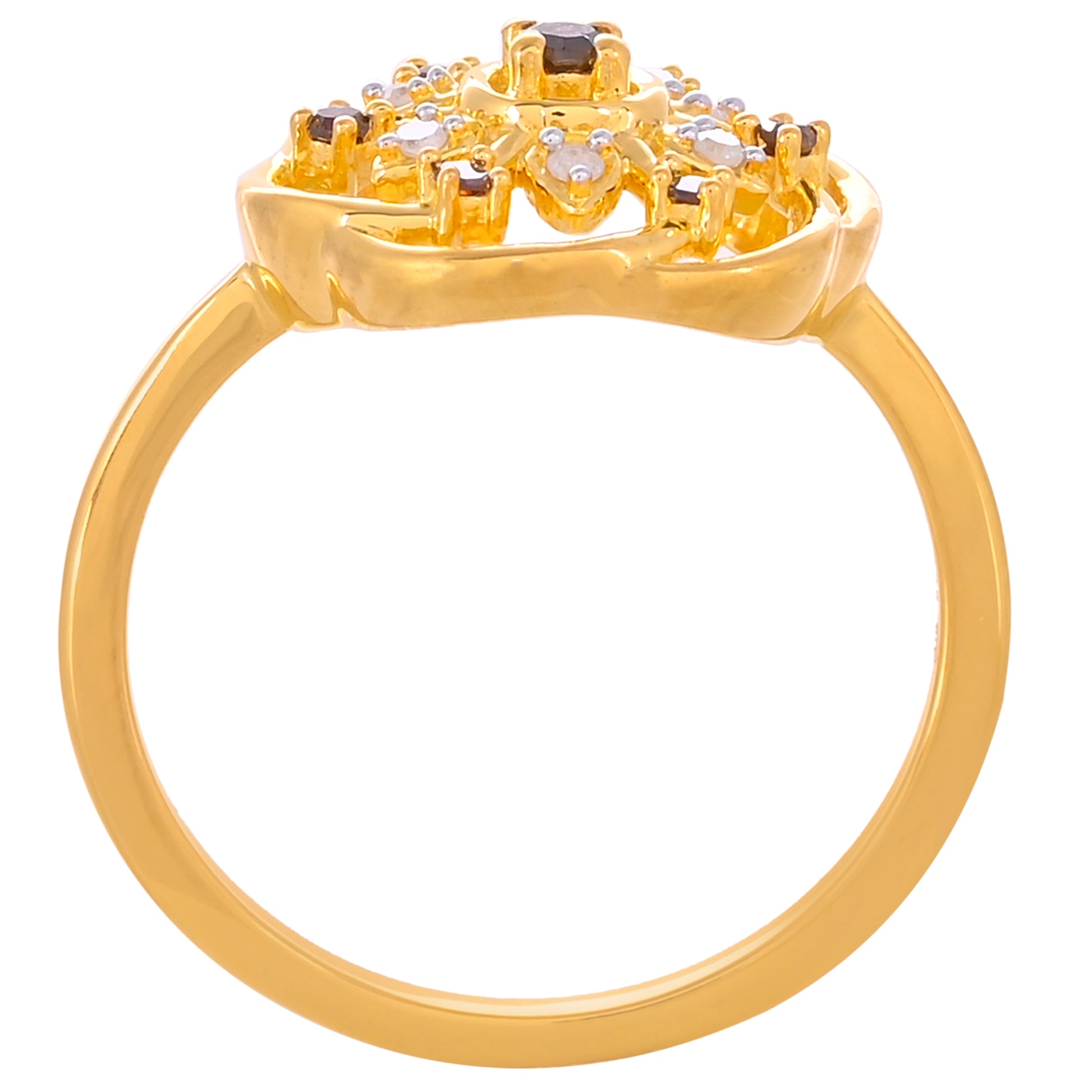 Anillo de Plata Bañada en Oro con Diamante Rojo y Diamante blanco 4 