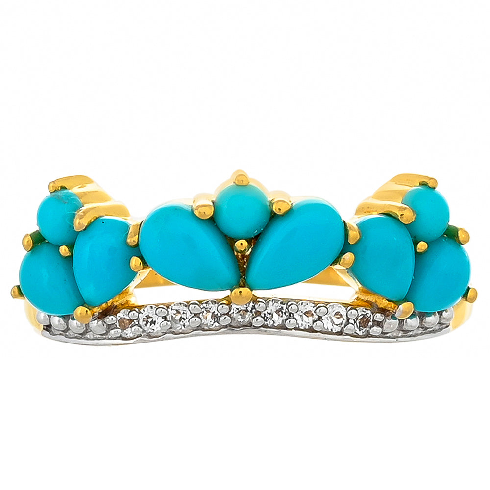 Anillo de Plata Bañada en Oro con Turquesa Bella Durmiente 1 