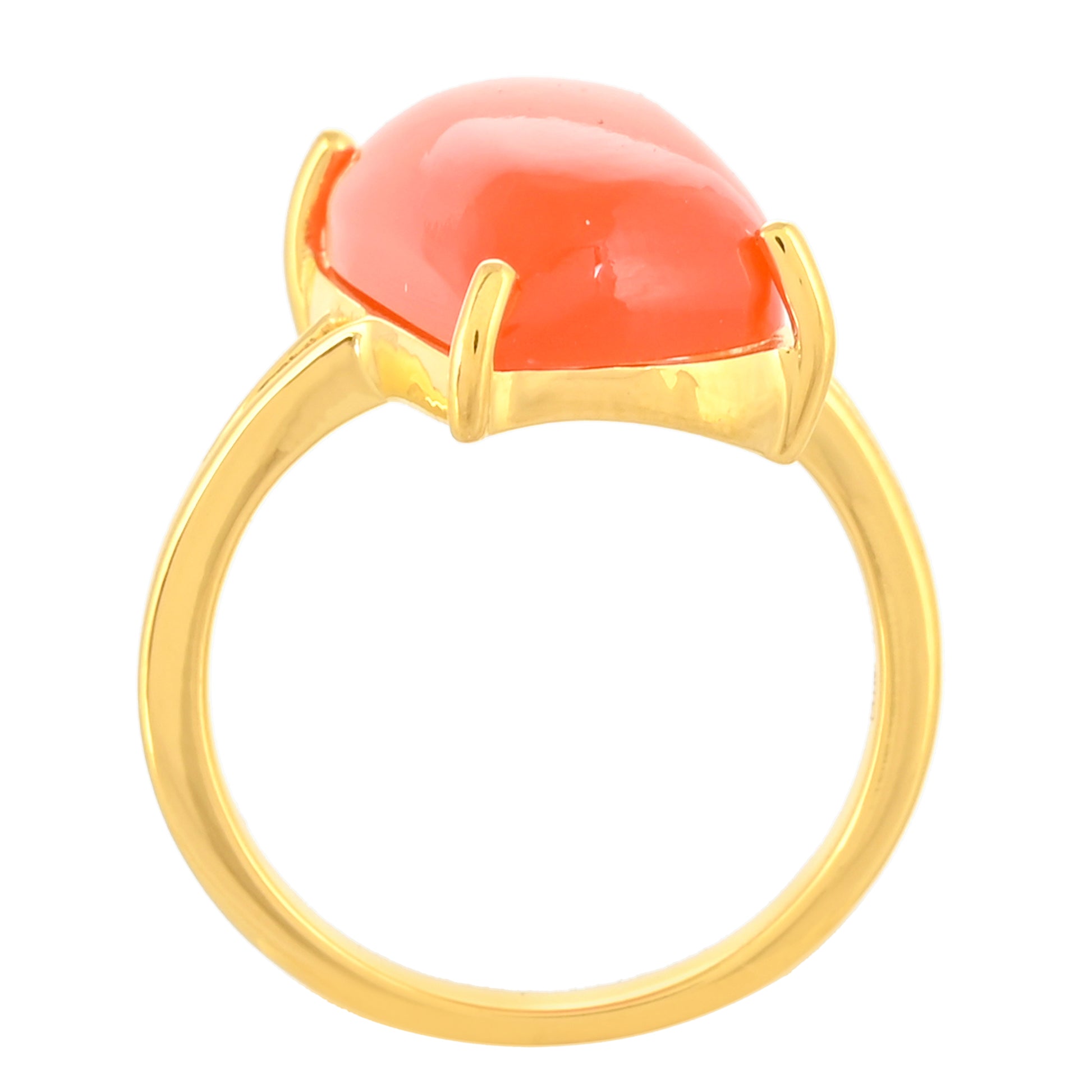 Anillo de Plata Bañada en Oro con Cornalina 4 