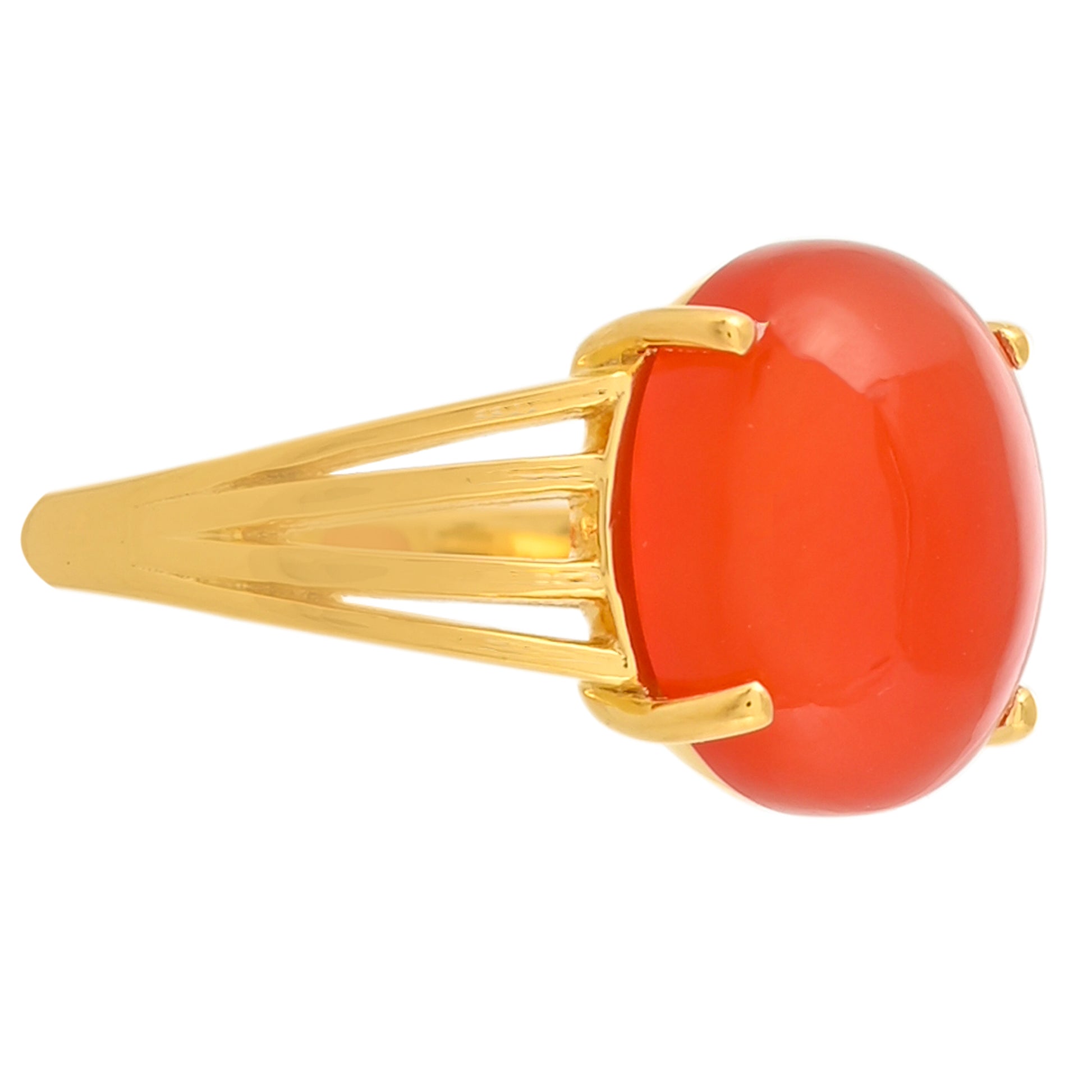 Anillo de Plata Bañada en Oro con Cornalina 2 