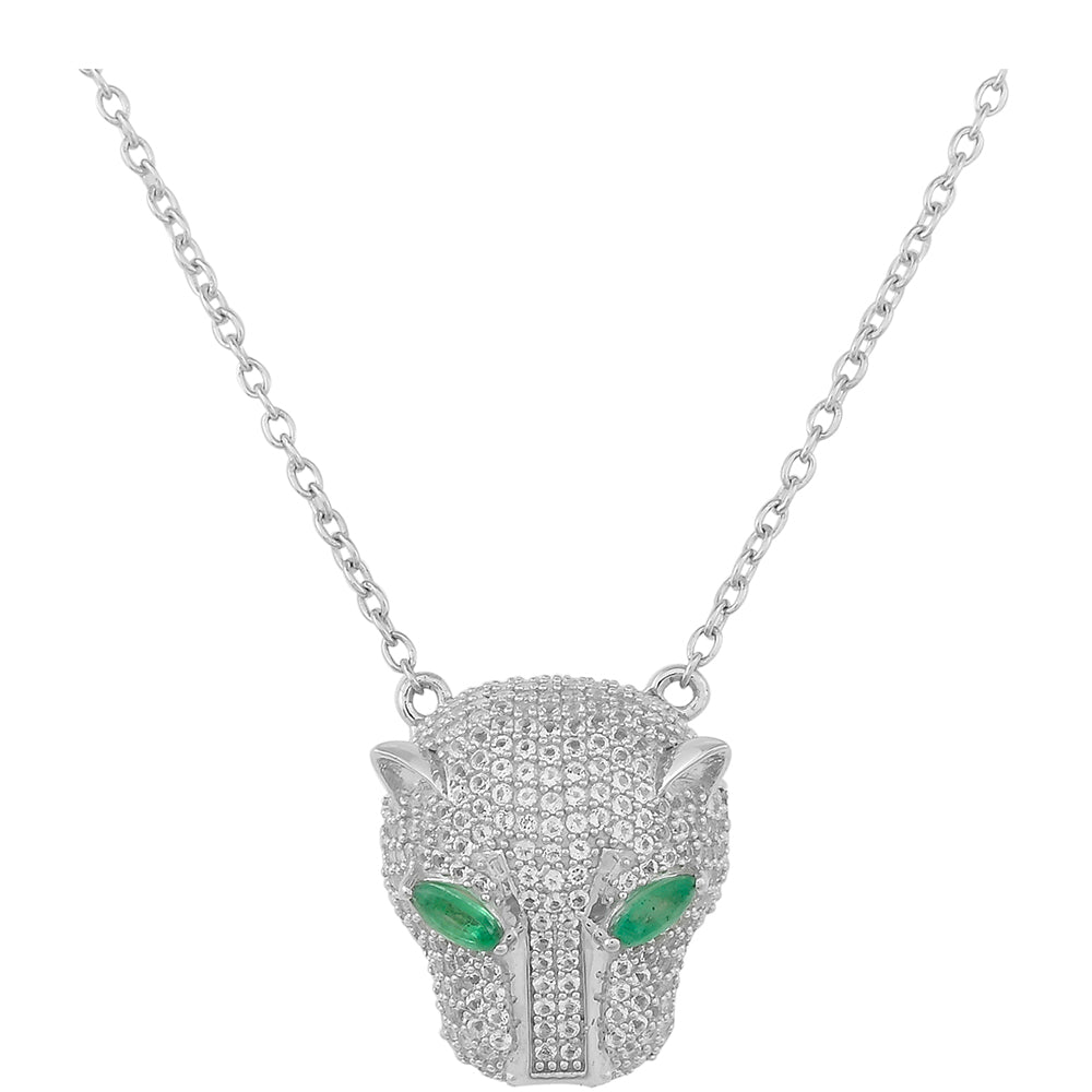 Collar de Plata con Esmeralda de Brasil y Topacio Blanco