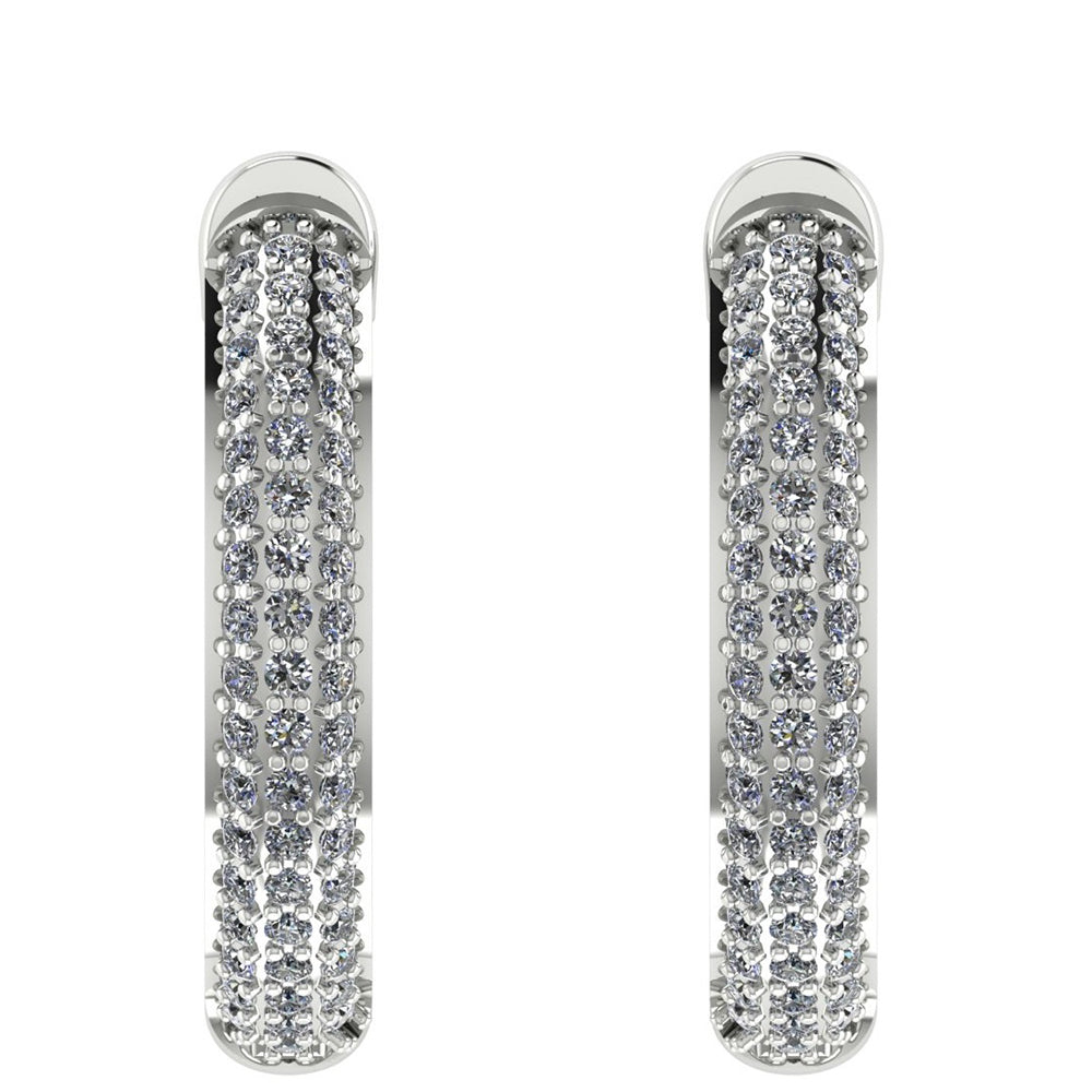 Pendientes de Oro Blanco 14K con Diamante blanco 3 