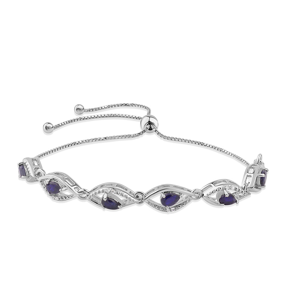 Pulsera de Plata con Zafiro Azul y Topacio Blanco