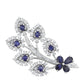Broche de Plata con Zafiro Azul y Topacio Blanco