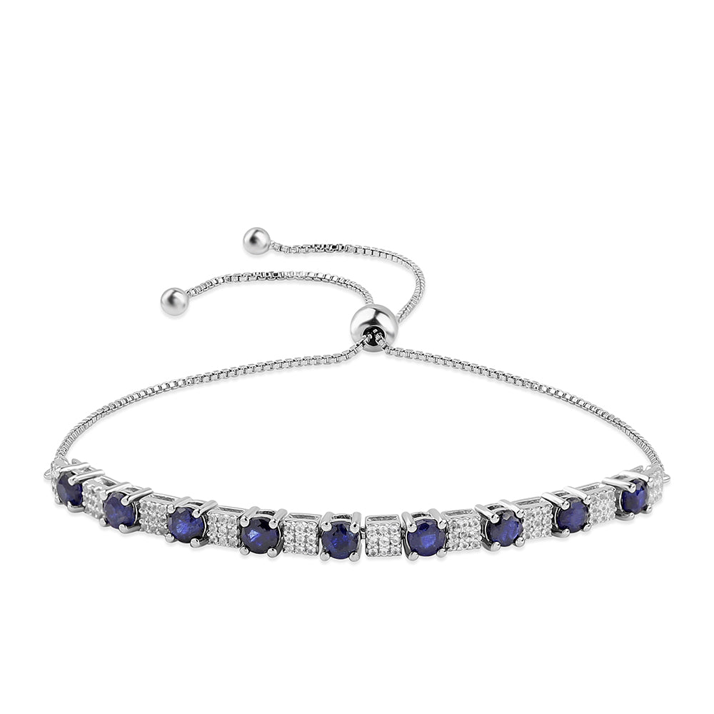 Pulsera de Plata con Zafiro Azul y Topacio Blanco