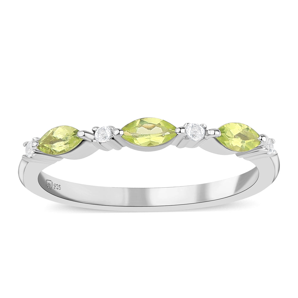 Anillo de Plata con Peridoto y Topacio Blanco