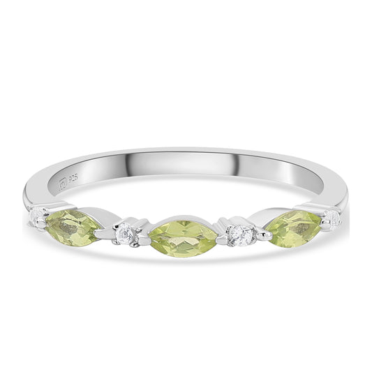 Anillo de Plata con Peridoto y Topacio Blanco