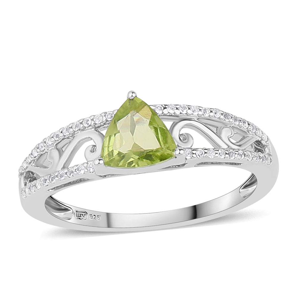 Anillo de Plata con Peridoto y Topacio Blanco