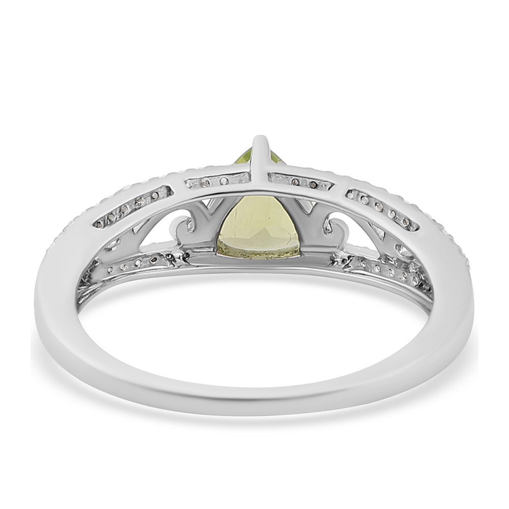 Anillo de Plata con Peridoto y Topacio Blanco