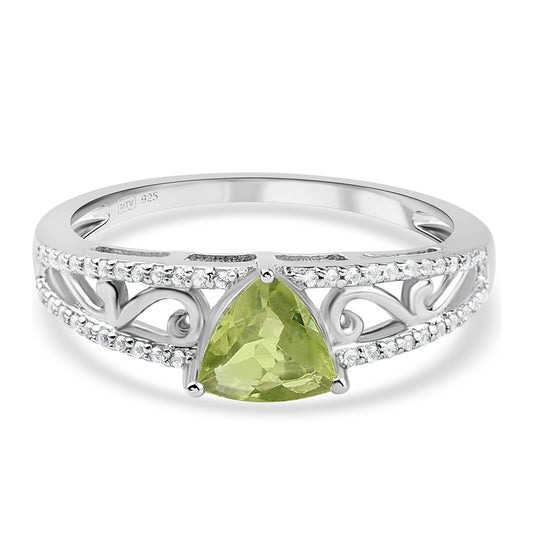 Anillo de Plata con Peridoto y Topacio Blanco