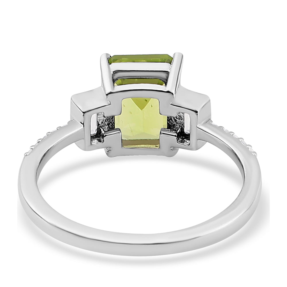 Anillo de Plata con Peridoto y Topacio Blanco 4 